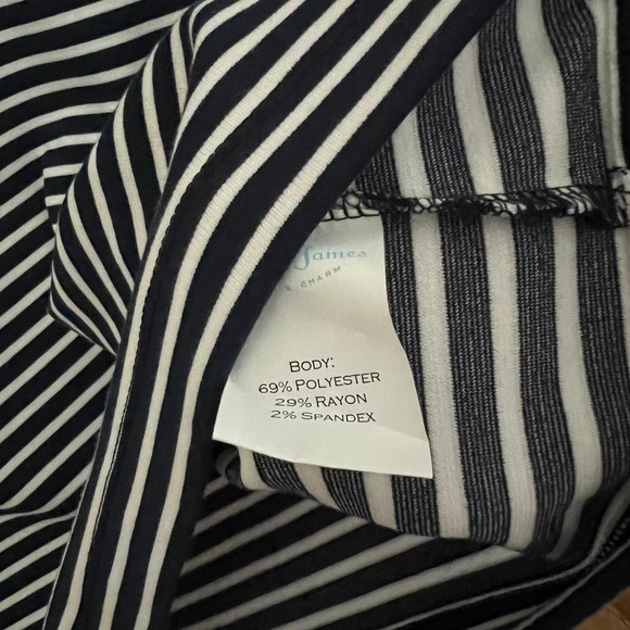 DRAPER JAMES Navy Blue Sadler Stripe Long Sleeve Top Size Medium casual - Picture 5 of 7